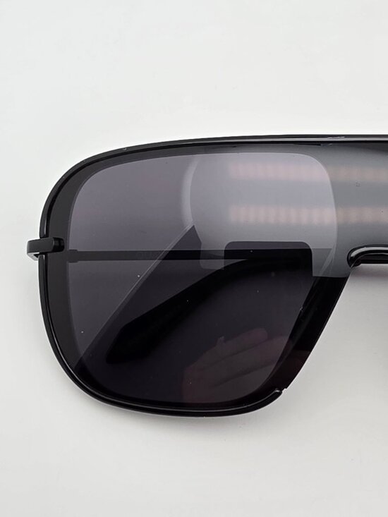 Quay Australia Take A Number Black Frame Polarized Smoke Lens Shield Sunglasses